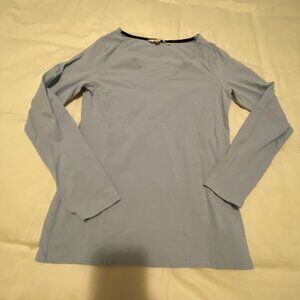 Boden Surf Blue Fitted Long-Sleeve V-Neck Tee - Women Size 8